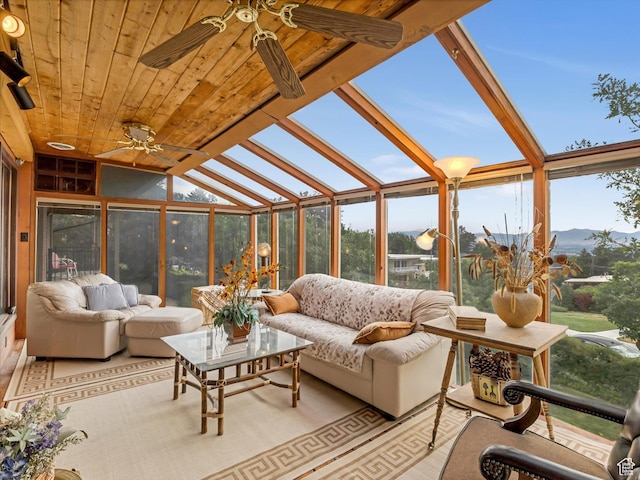 3645 E Fortuna Cir, Salt Lake City, UT 84124 - sunroom with a ceiling fan, an outdoor hangout area, and a mountain view