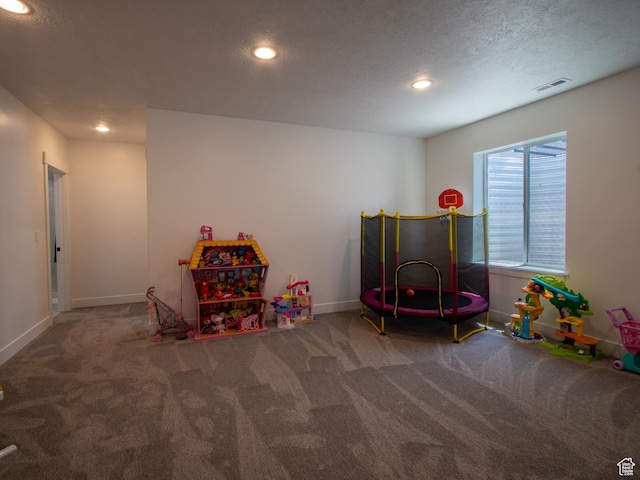 4821 W Juniper Bend Cir Unit 101, Herriman, UT 84096 - game room with carpet floors, recessed lighting, and a textured ceiling