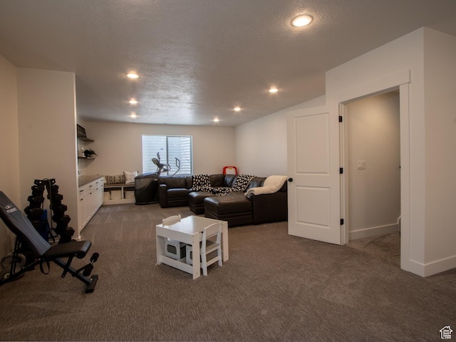 4821 W Juniper Bend Cir Unit 101, Herriman, UT 84096 - living area featuring dark colored carpet and recessed lighting