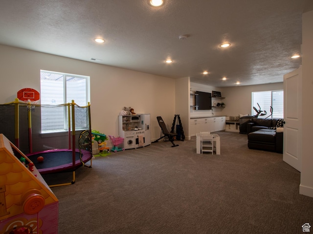 4821 W Juniper Bend Cir Unit 101, Herriman, UT 84096 - playroom featuring carpet floors, recessed lighting, and a textured ceiling