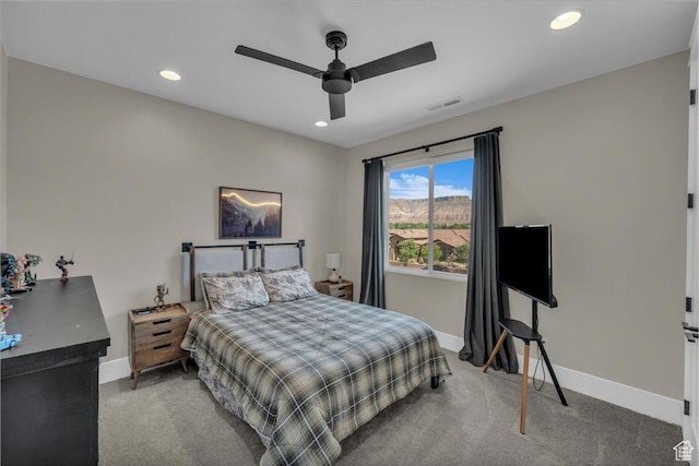 385 E Entrada Dr, Virgin, UT 84779 - carpeted bedroom featuring recessed lighting and a ceiling fan