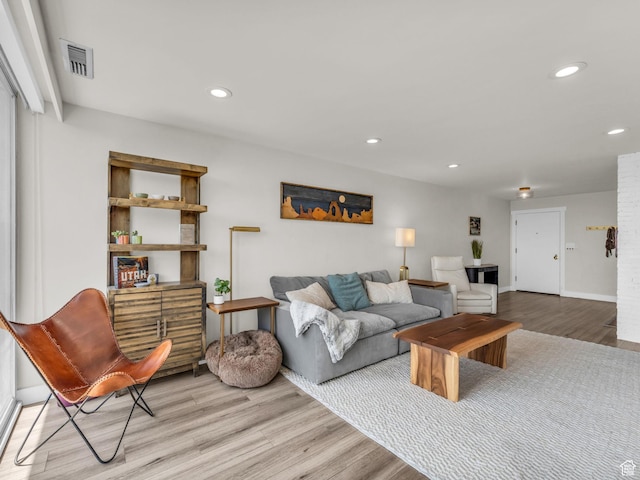 777 E S Temple Unit 5A, Salt Lake City, UT 84102 - living area featuring light wood-style flooring and recessed lighting