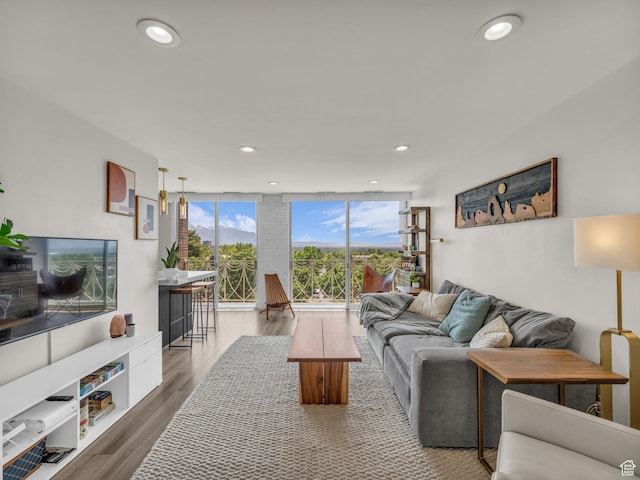 777 E S Temple Unit 5A, Salt Lake City, UT 84102 - living room featuring recessed lighting and wood finished floors