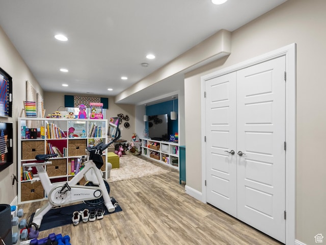 6412 W Chan Reese Dr, West Jordan, UT 84081 - workout room featuring recessed lighting and wood finished floors