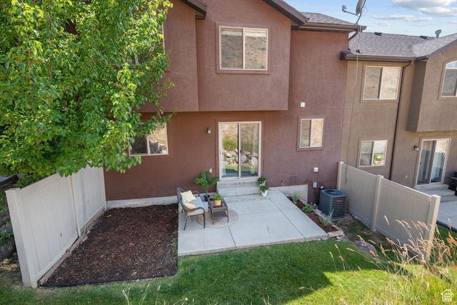 10574 N Sage Vista Ln, Cedar Hills, UT 84062 - back of property with stucco siding, a patio area, entry steps, and roof with shingles
