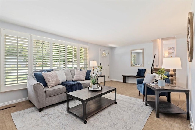 2268 E 7160 S, Cottonwood Heights, UT 84121 - living room featuring baseboards and light carpet
