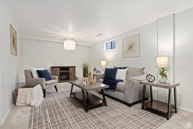2268 E 7160 S, Cottonwood Heights, UT 84121 - living room with light colored carpet and a brick fireplace