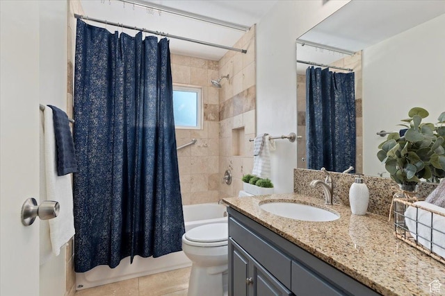2268 E 7160 S, Cottonwood Heights, UT 84121 - full bath with vanity, shower / bathtub combination with curtain, and tile patterned flooring