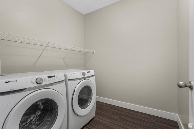 13073 S Newbridge Ln Unit E301, Herriman, UT 84096 - washroom featuring washer and clothes dryer and dark wood-style flooring