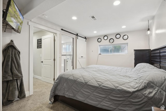 5964 S 610 W, Murray, UT 84123 - carpeted bedroom featuring recessed lighting and a barn door