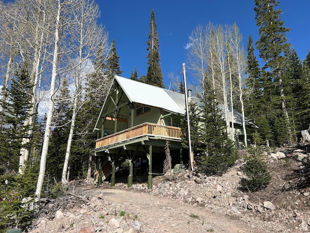 468 E Trail Rd, Brian Head, UT 84719 - back of property featuring a wooden deck and a metal roof