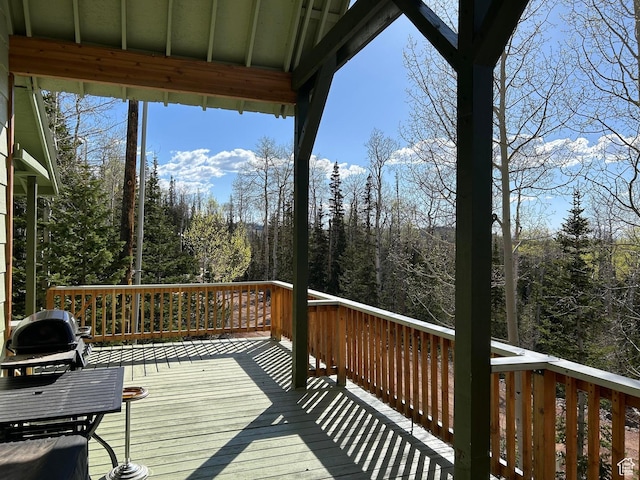 468 E Trail Rd, Brian Head, UT 84719 - wooden deck featuring a view of trees