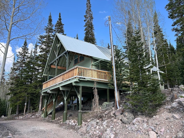 468 E Trail Rd, Brian Head, UT 84719 - view of front facade featuring a deck and a metal roof