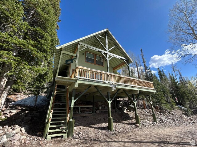 468 E Trail Rd, Brian Head, UT 84719 - view of front of property featuring stairs and a wooden deck