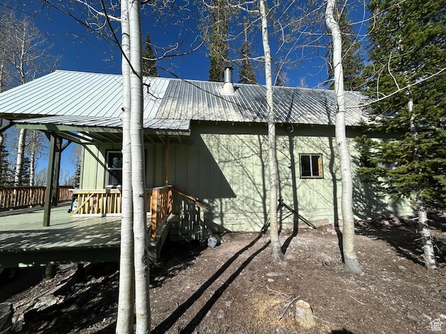 468 E Trail Rd, Brian Head, UT 84719 - view of property exterior with a metal roof and a deck