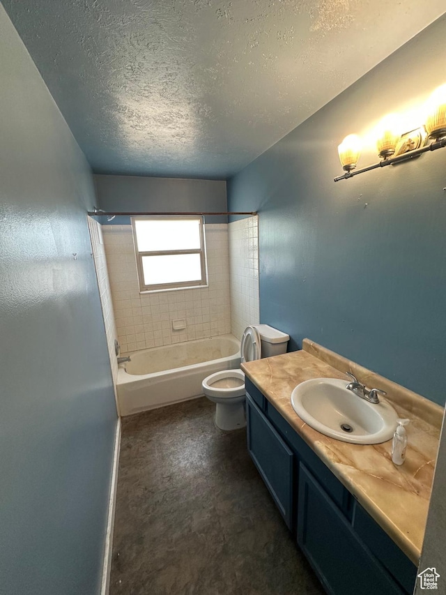 3836 W Jacquelyn St S, West Jordan, UT 84088 - full bath featuring a textured ceiling, vanity, and shower / bath combination