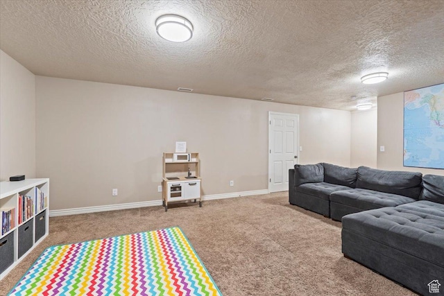 10787 N Town Center Pkwy, Highland, UT 84003 - carpeted living area with a textured ceiling and baseboards