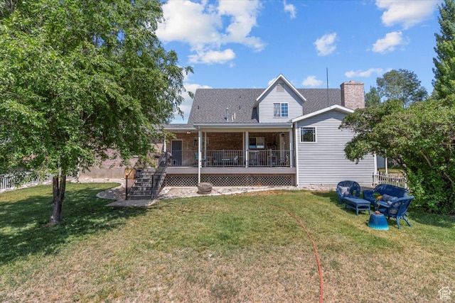 360 S 300 E, Ephraim, UT 84627 - rear view of house with stairway and a chimney