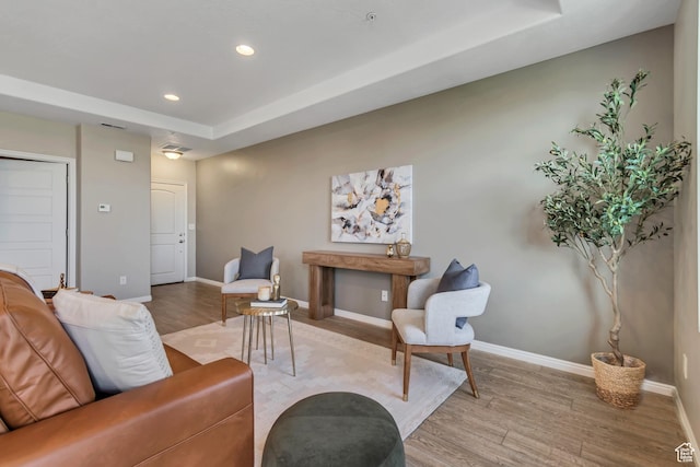 11184 S Waltana Way Unit 205, South Jordan, UT 84095 - living room featuring light wood-style floors, recessed lighting, and a tray ceiling