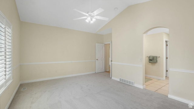 1257 W Bateman Ponds Way S, West Jordan, UT 84084 - carpeted spare room with ceiling fan and high vaulted ceiling