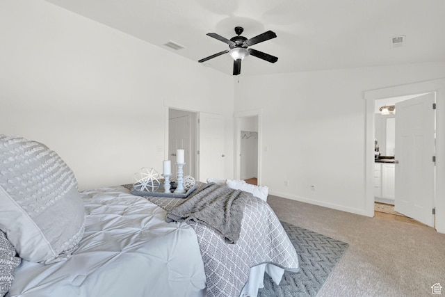 258 W 710 N, Centerville, UT 84014 - bedroom with light carpet, a walk in closet, and ceiling fan