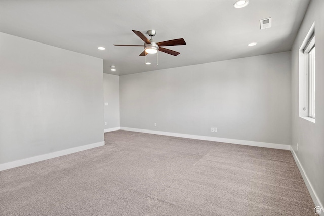 1371 W Stewart Falls Dr, Riverton, UT 84065 - empty room featuring ceiling fan, carpet flooring, and recessed lighting