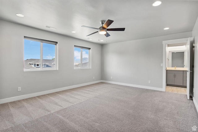1371 W Stewart Falls Dr, Riverton, UT 84065 - unfurnished room with carpet flooring, a ceiling fan, and recessed lighting