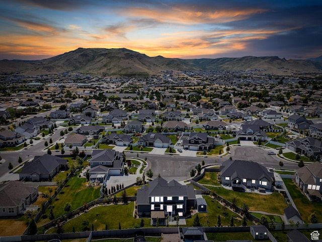 6462 W Shawnee Marie Way, Herriman, UT 84096 - aerial view of property and surrounding area featuring a mountain backdrop and nearby suburban area