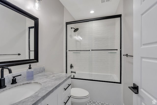 6462 W Shawnee Marie Way, Herriman, UT 84096 - full bath featuring vanity, combined bath / shower with glass door, and recessed lighting