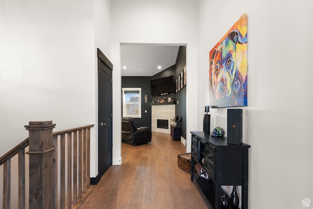 5057 N Foxtail W, Eagle Mountain, UT 84005 - corridor featuring wood finished floors and recessed lighting