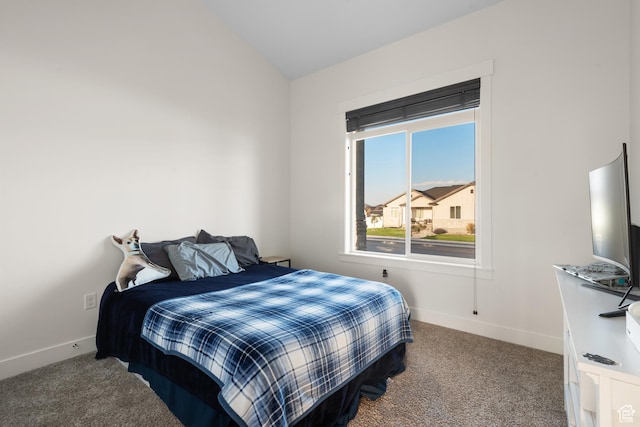 5057 N Foxtail W, Eagle Mountain, UT 84005 - carpeted bedroom with baseboards and vaulted ceiling