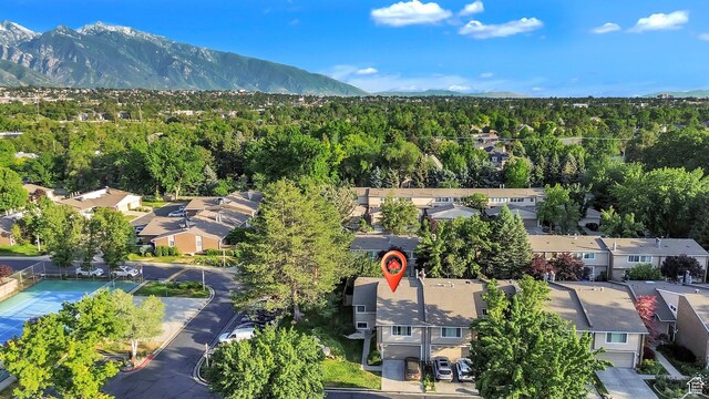 1876 E Casino Way S, Murray, UT 84121 - aerial view of residential area featuring mountains and a forest