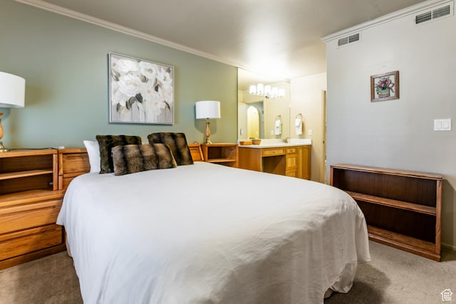 2100 Canyons Resort Dr Unit 21C, Park City, UT 84098 - bedroom featuring carpet, crown molding, and ensuite bath