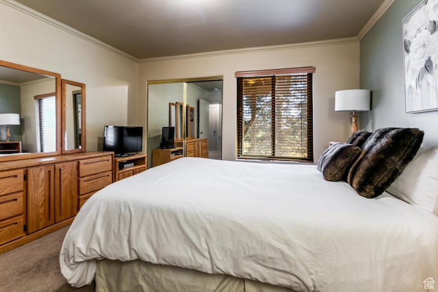 2100 Canyons Resort Dr Unit 21C, Park City, UT 84098 - carpeted bedroom featuring multiple windows, ornamental molding, and a closet