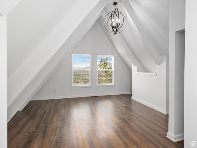 4410 S Upper Aspen Loop Unit 130, Kamas, UT 84036 - bonus room featuring a chandelier, vaulted ceiling, and dark wood finished floors