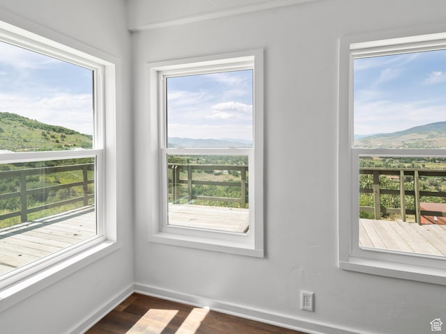 4410 S Upper Aspen Loop Unit 130, Kamas, UT 84036 - empty room with a mountain view and dark wood-type flooring