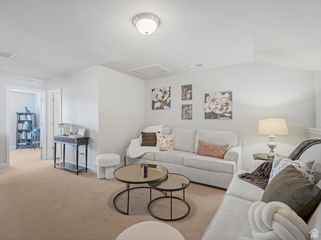 6612 W Terrace Wash Ln S Unit 119, West Jordan, UT 84081 - carpeted living room featuring attic access and baseboards