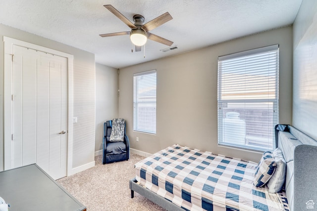 3410 W 2490 S, Hurricane, UT 84737 - bedroom with carpet flooring, a ceiling fan, and a textured ceiling
