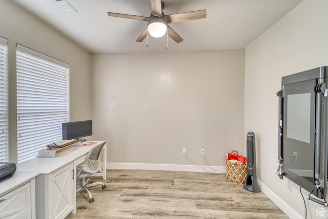 3410 W 2490 S, Hurricane, UT 84737 - home office featuring light wood-style floors and a ceiling fan