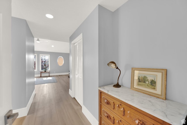 468 N E St, Salt Lake City, UT 84103 - corridor featuring light wood-style floors and recessed lighting