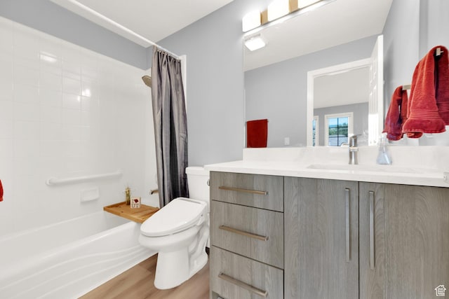 468 N E St, Salt Lake City, UT 84103 - bathroom with vanity, shower / bath combo with shower curtain, and wood finished floors