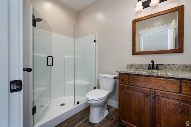 10371 N 400 W, Roosevelt, UT 84066 - bathroom with a shower stall, wood finished floors, and vanity