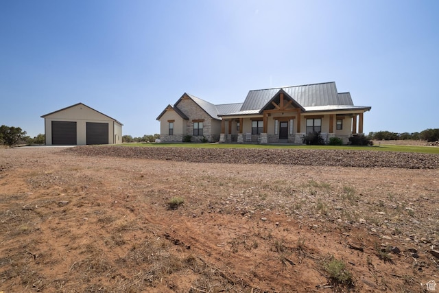 10371 N 400 W, Roosevelt, UT 84066 - modern farmhouse style home featuring a detached garage, an outdoor structure, and a metal roof