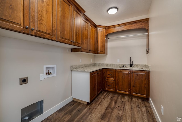 10371 N 400 W, Roosevelt, UT 84066 - washroom featuring hookup for an electric dryer, cabinet space, hookup for a washing machine, and dark wood-type flooring