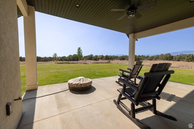 10371 N 400 W, Roosevelt, UT 84066 - view of patio / terrace with a ceiling fan and a rural view