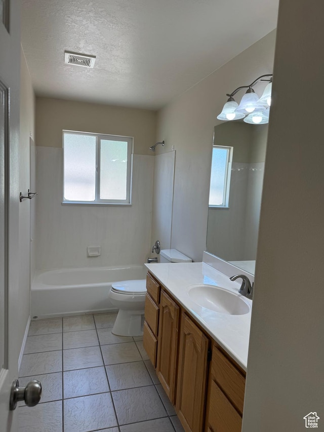 584 S Loafer Dr, Payson, UT 84651 - full bathroom featuring vanity, tub / shower combination, tile patterned floors, and a textured ceiling