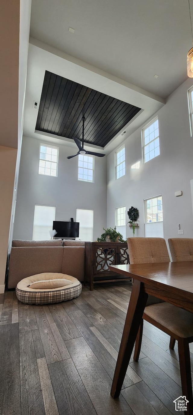 5332 W Scout Plane Ln, South Jordan, UT 84009 - dining room featuring hardwood / wood-style flooring and a high ceiling