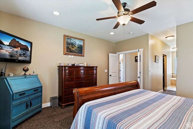 469 W 5700 S, Washington Terrace, UT 84405 - bedroom with dark carpet, recessed lighting, and a ceiling fan