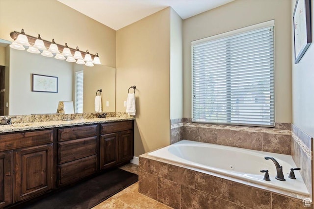 469 W 5700 S, Washington Terrace, UT 84405 - bathroom with double vanity, a bath, and tile patterned flooring