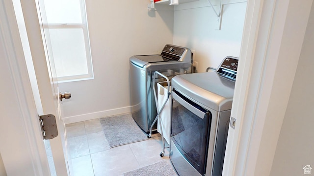 11393 S Prosperity Rd W, South Jordan, UT 84009 - laundry room featuring washing machine and dryer and light tile patterned flooring
